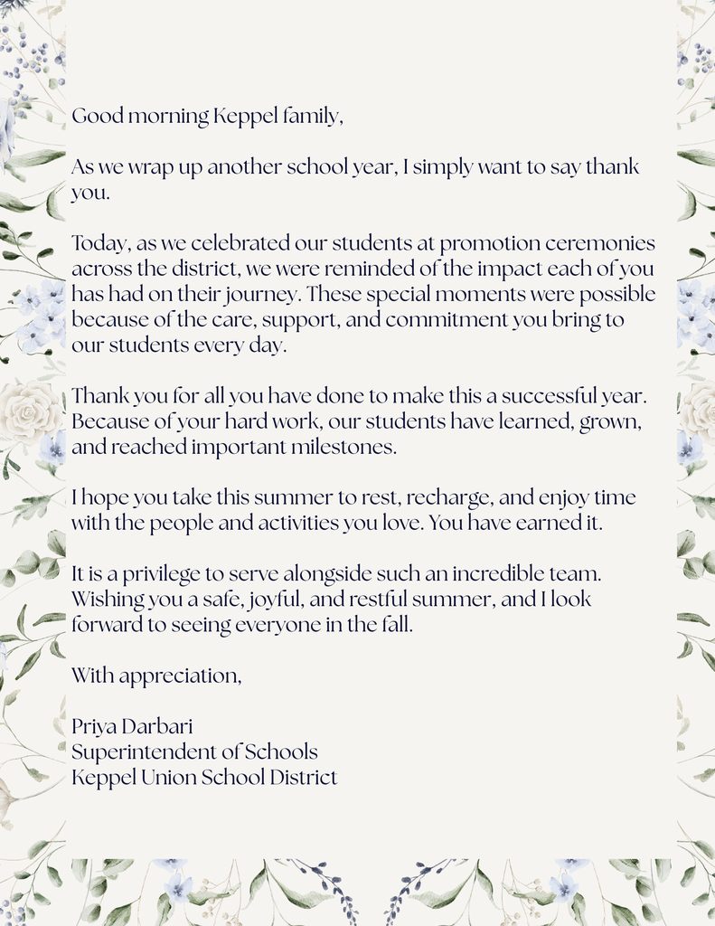 Keppel Family Letter