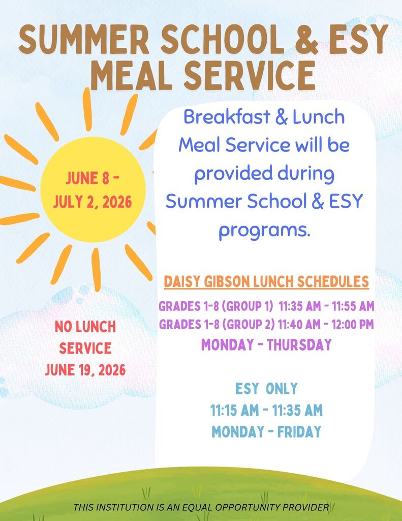 Daisy Gibson Summer School Congregate Meals