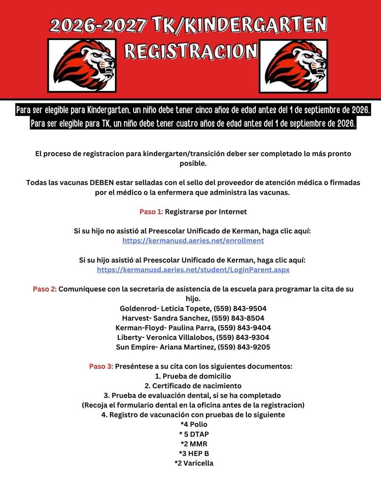 TK & Kinder Registration