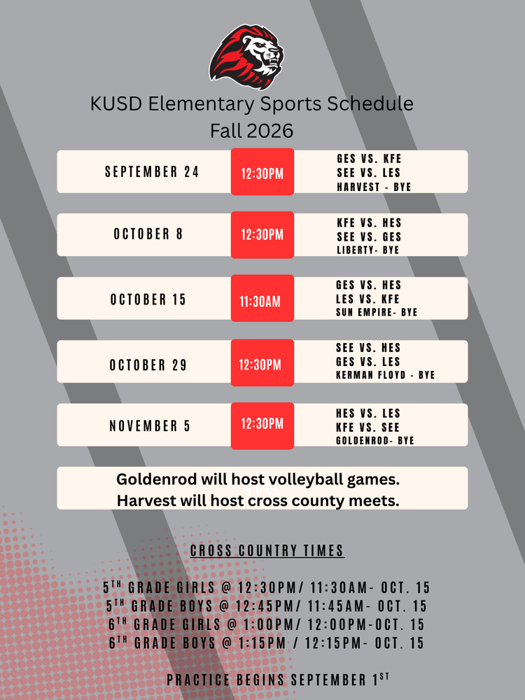 Fall - Elementary Sports Schedule