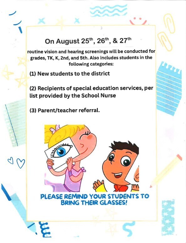 Goldenrod Hearing & Vision Screenings 8/25-8/27