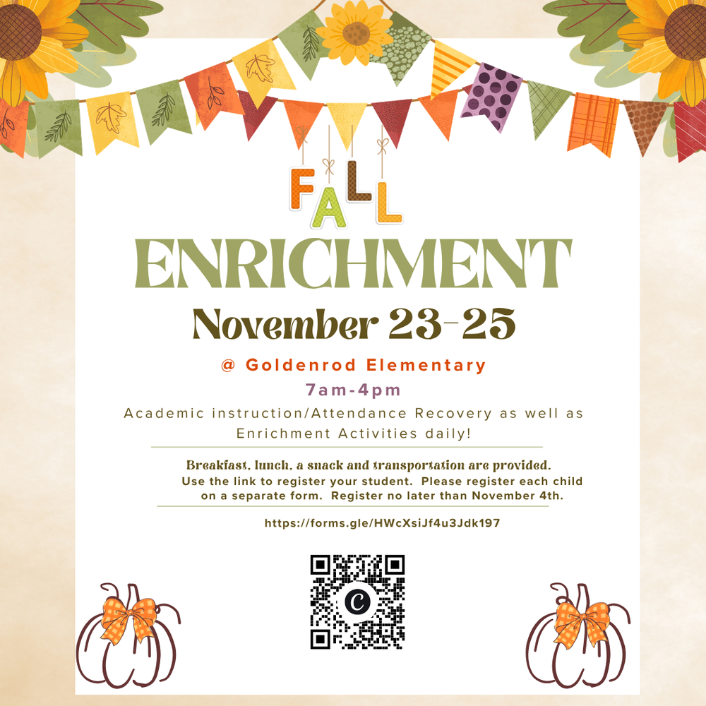 Fall Enrichment 11/23 - 11/25