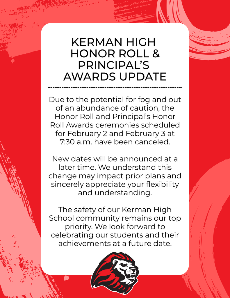 Kerman High Honor Roll Update