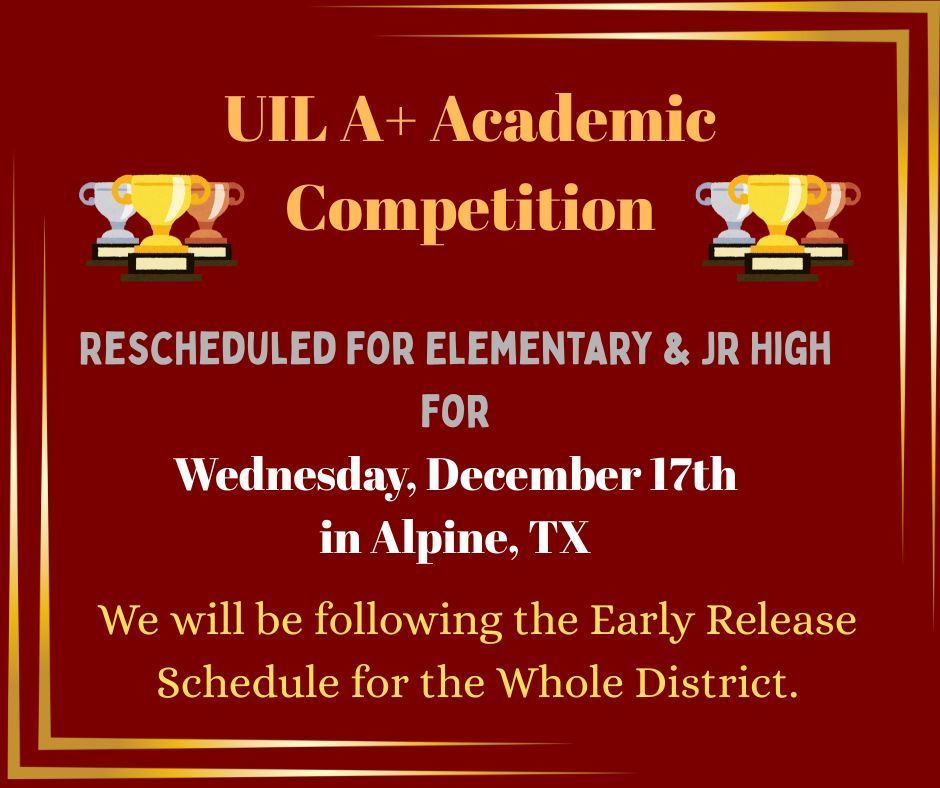 KJH & KES UIL Rescheduled