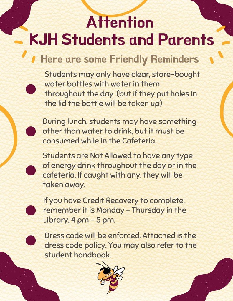 KJH 2nd Semester Reminders