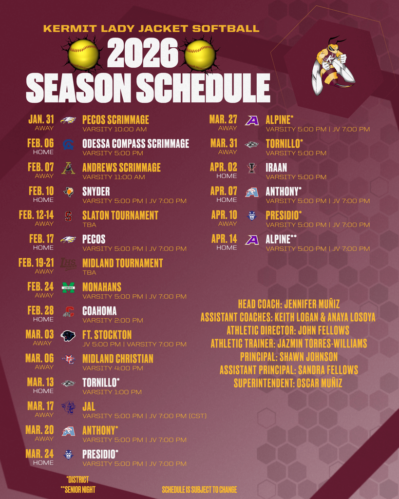 2026 KHS SOFTBALL SCHEDULE