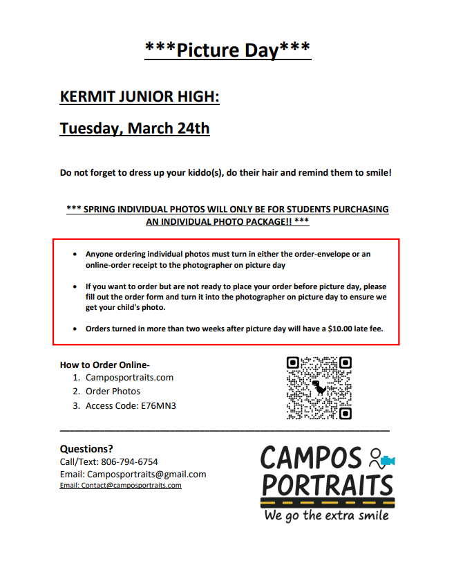 KJH Picture Day 3/24/26