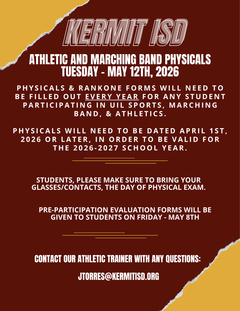 Physicals for 2026-2027 school year