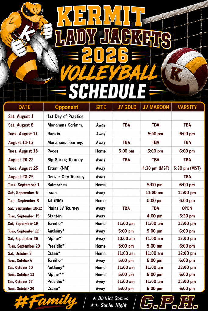2026 KHS Volleyball Schedule