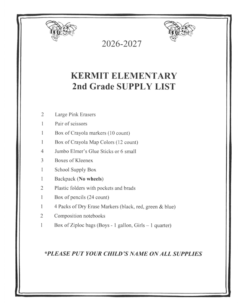 2nd Grade Supply List
