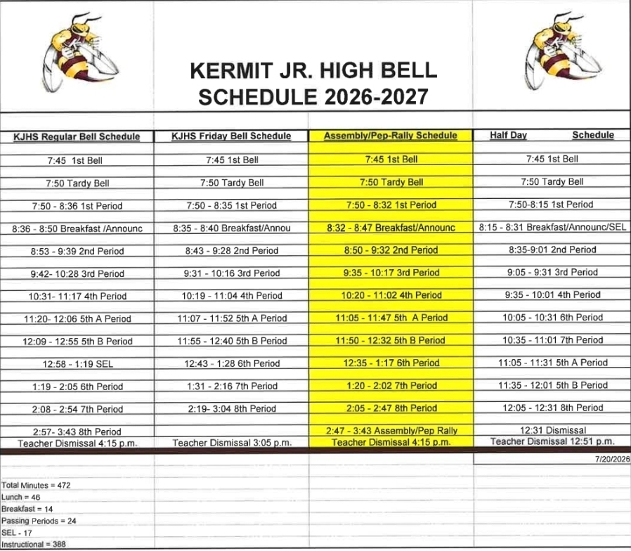 KJH 26-27 Bell Schedule