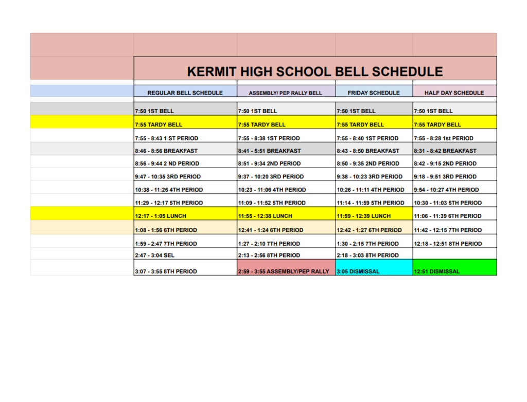 2026 - 2027 Bell schedule 