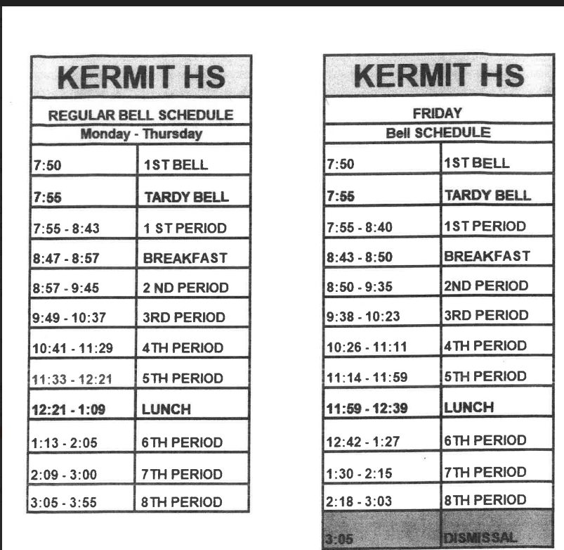 NEW BELL SCHEDULE