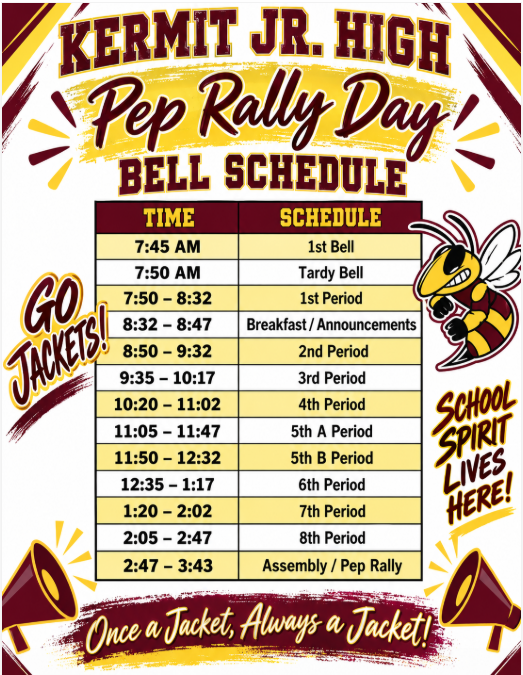 KJH Pep Rally Bell Schedule 26-27