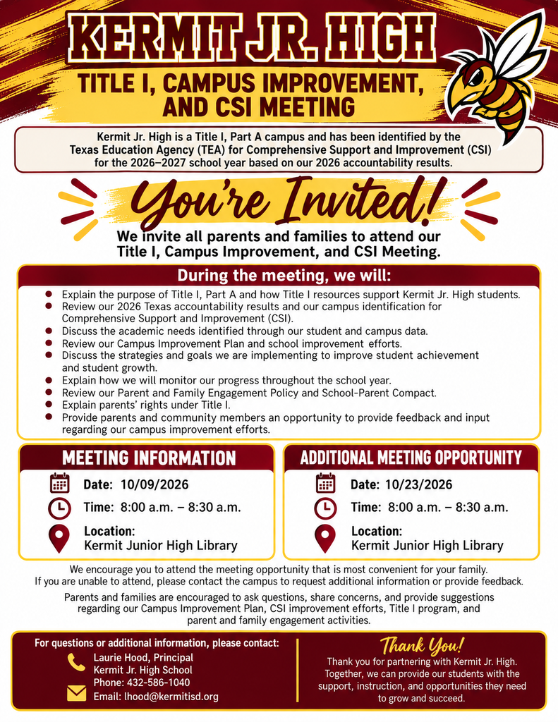 KJH Title I, Campus Improvement & CSI Meeting