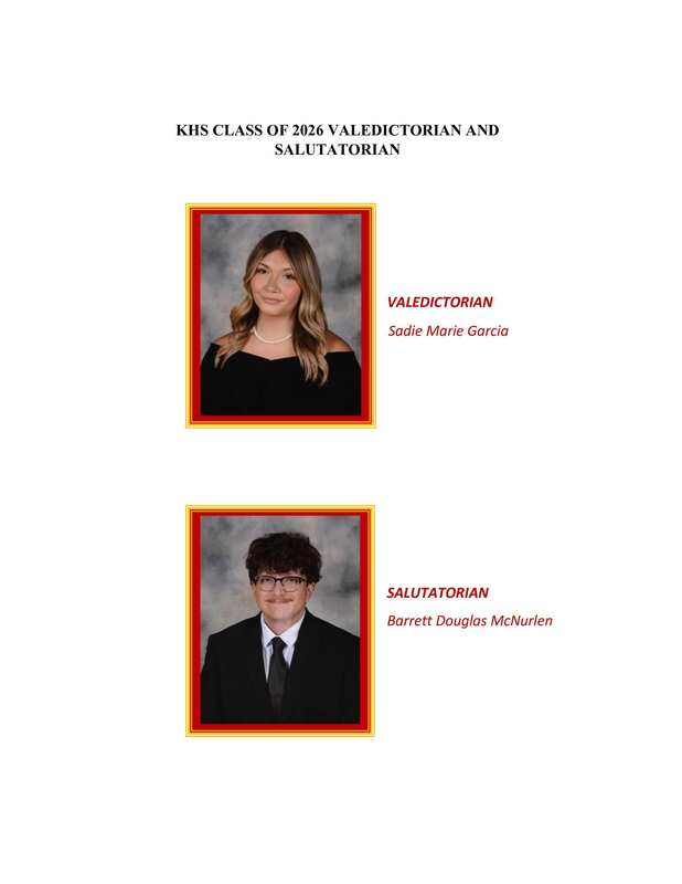 KHS 2026 Valedictorian and Salutatorian