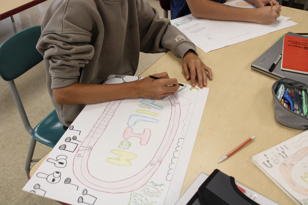 Students creating their Studio Art portfolios.