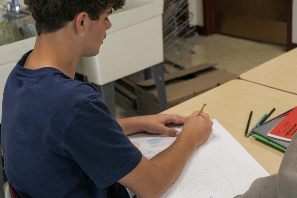 Students creating their Studio Art portfolios.