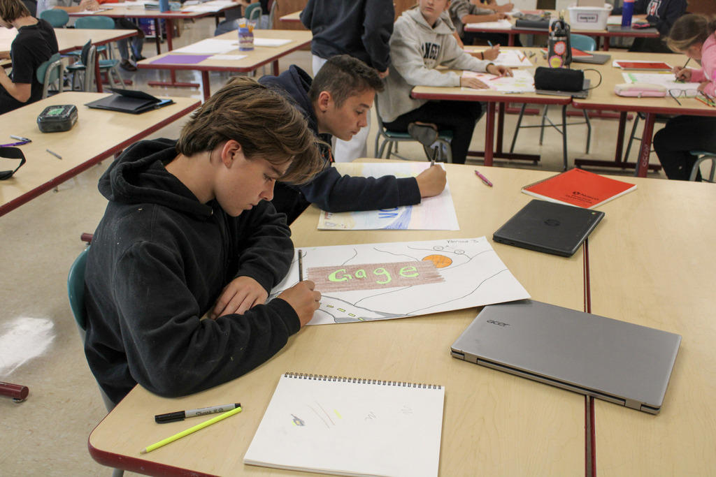 Students creating their Studio Art portfolios.