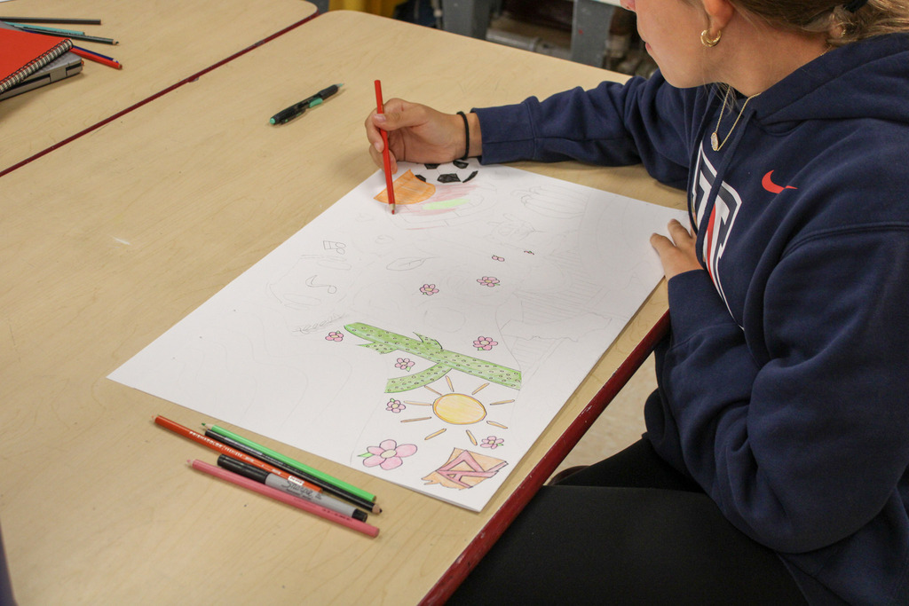 Students creating their Studio Art portfolios.