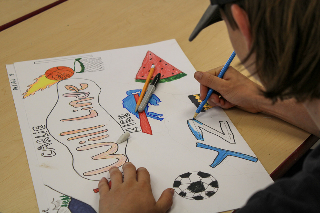 Students creating their Studio Art portfolios.