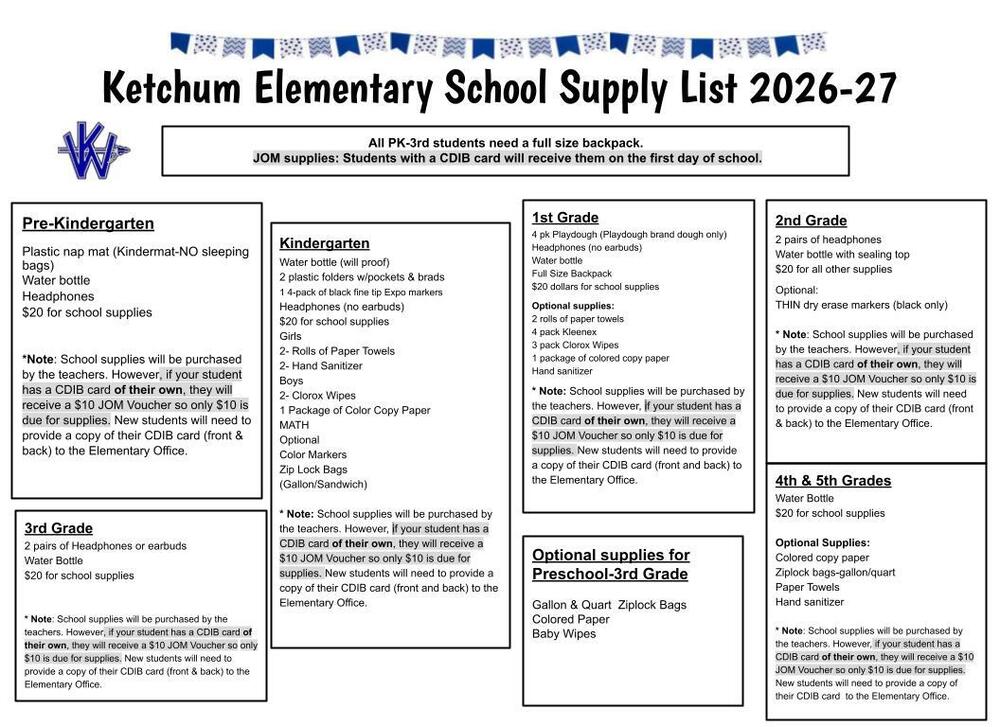 Elementary School Supply List