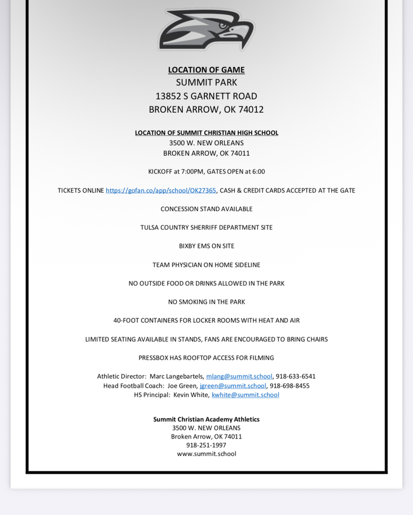 info for football game