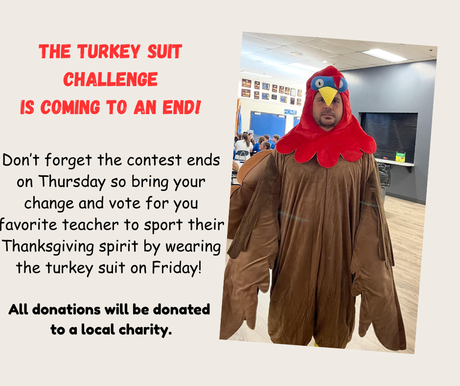 Teacher wearing the turkey suit