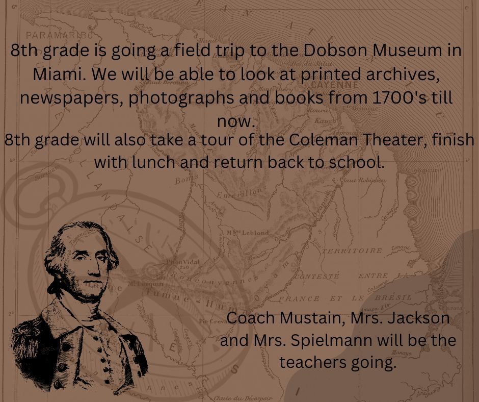 8th grade Field Trip this Thursday