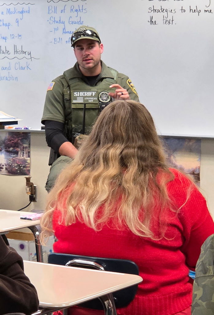 Matt talking with students