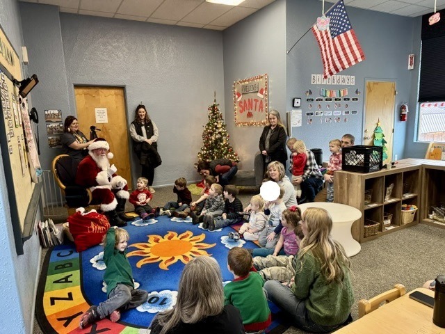 students with santa