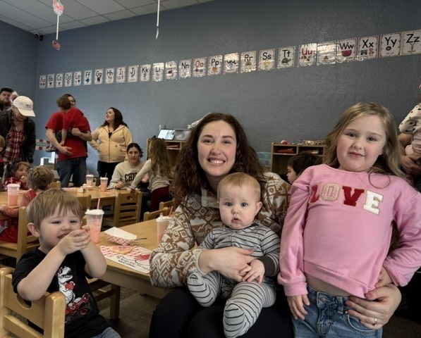 students at ELC with parents