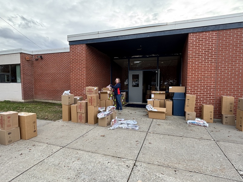 Mrs. Hooper passing out cookie dough