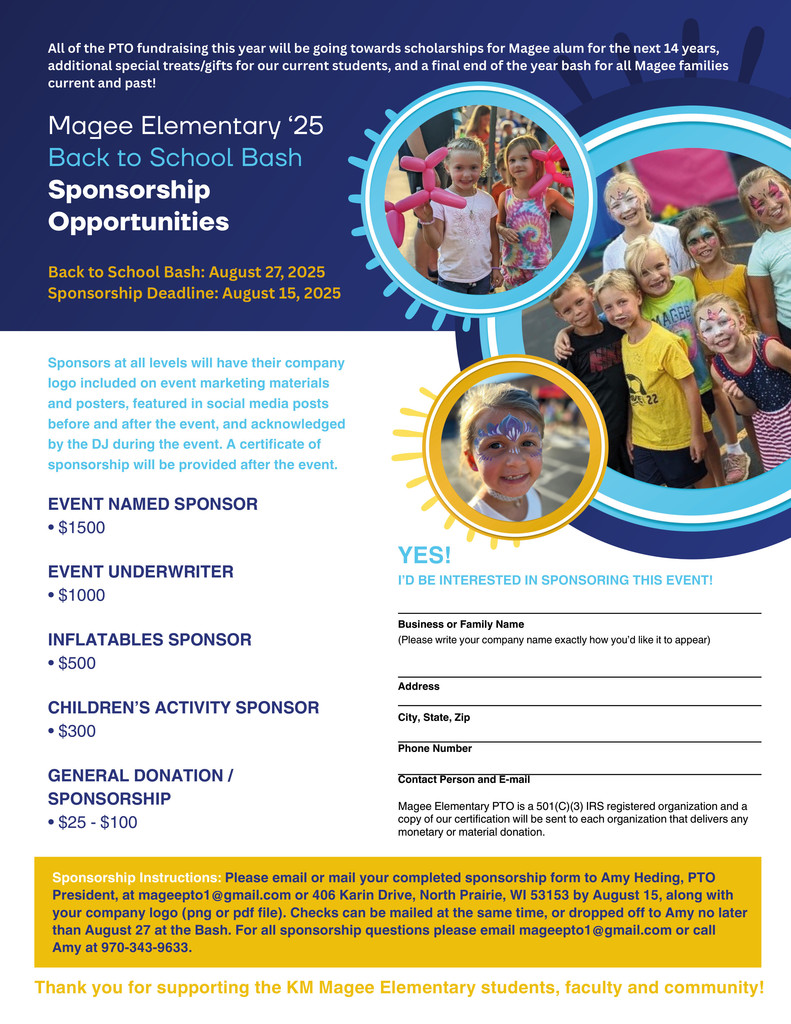 Back 2 School Bash Sponsorship Opportunity