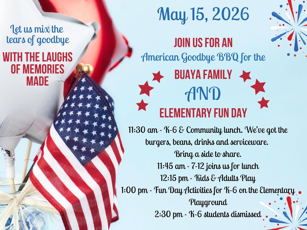 american flag and start balloons with fireworks on the side. writing with details of the day