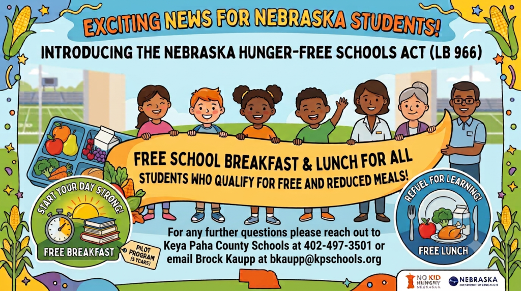 Kids holding school lunch banner