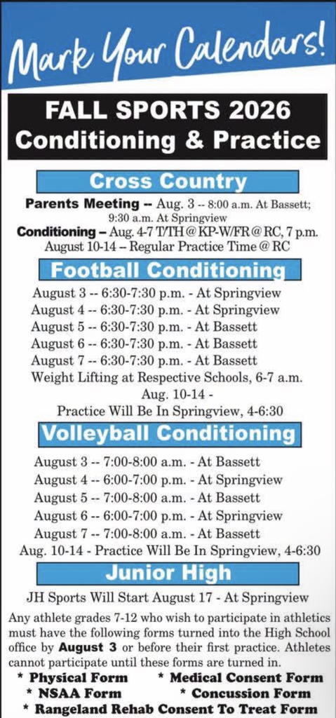 list of conditioning dates