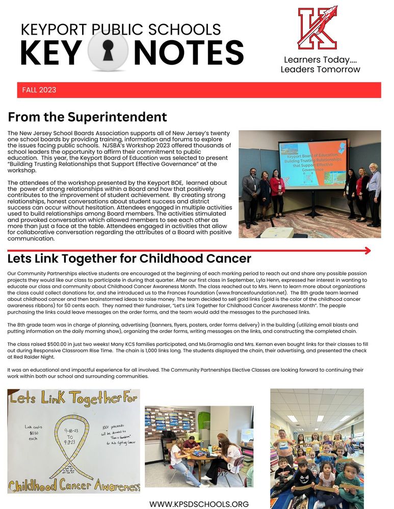 Fall Newsletter Keyport Public Schools