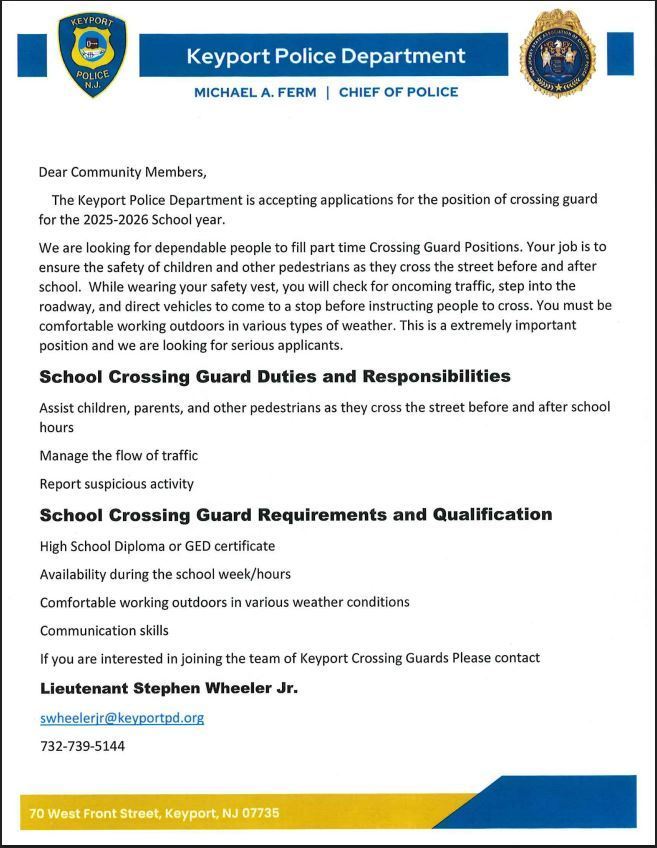 crosssing guard letter