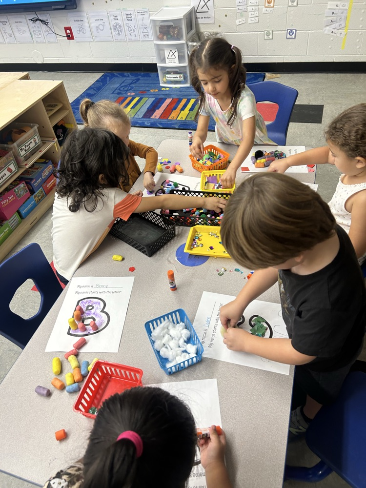 Using fine motor and to learn the first letter in our name!