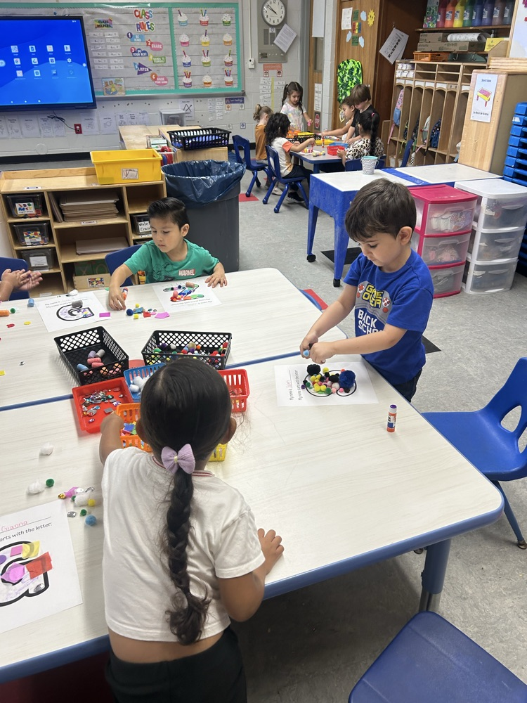 Using fine motor and to learn the first letter in our name!