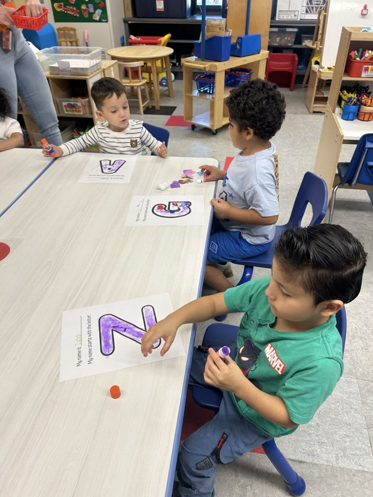 Using fine motor and to learn the first letter in our name!