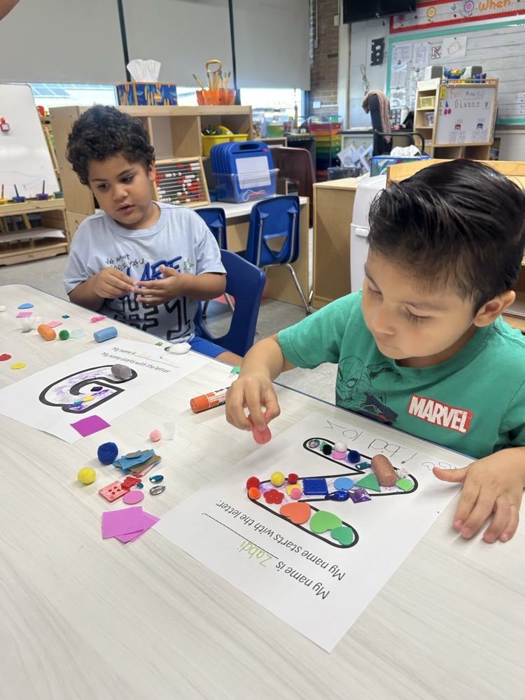 Using fine motor and to learn the first letter in our name!