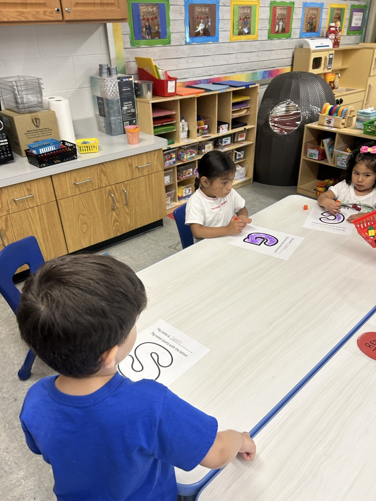 Using fine motor and to learn the first letter in our name!