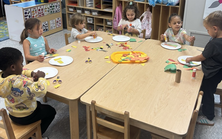 The Pre-k children are practicing cutting with scissors while making a “ Scissor Salad”.