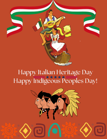 Indigenous Peoples Day and Italian Heritage Day Poster