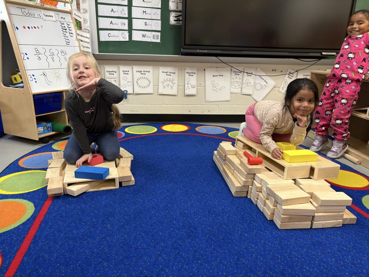 Our Pre k Girls made their own beds, since they are tired from playing!