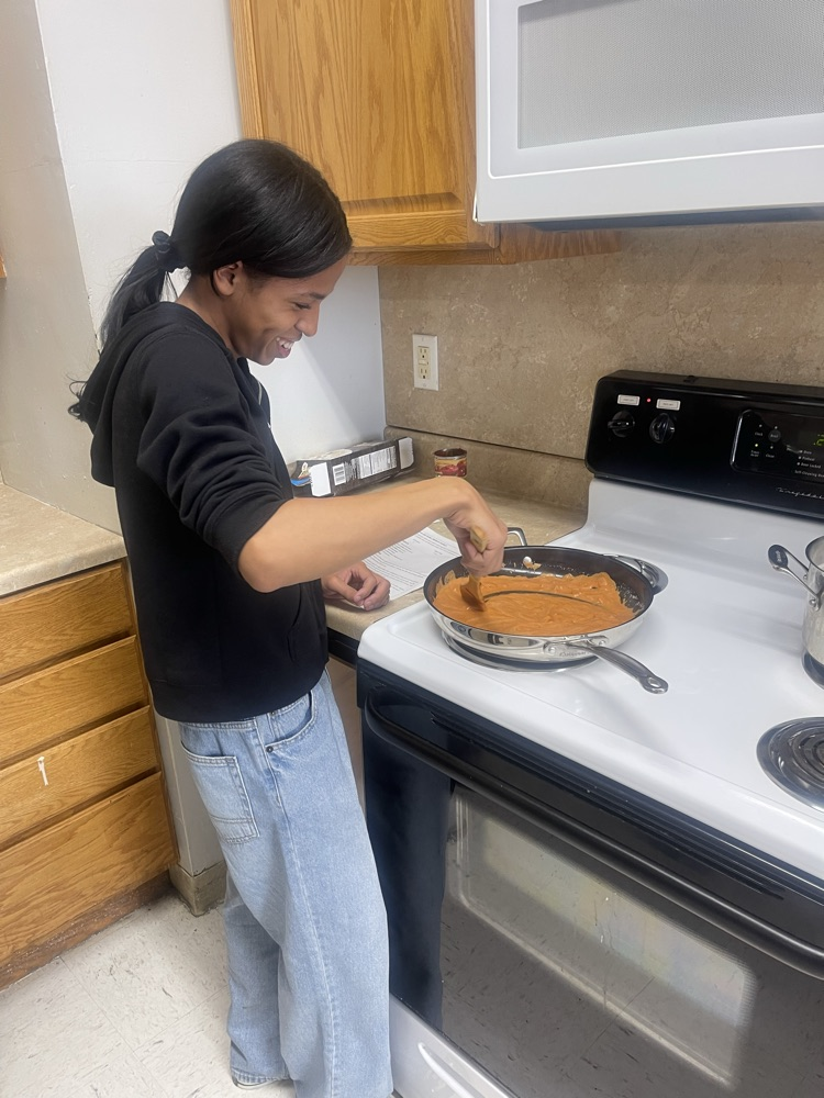 In the process of making sauce!