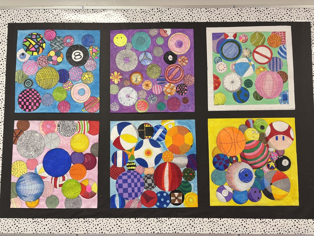 Great work by our Art 1 students creating textured spheres