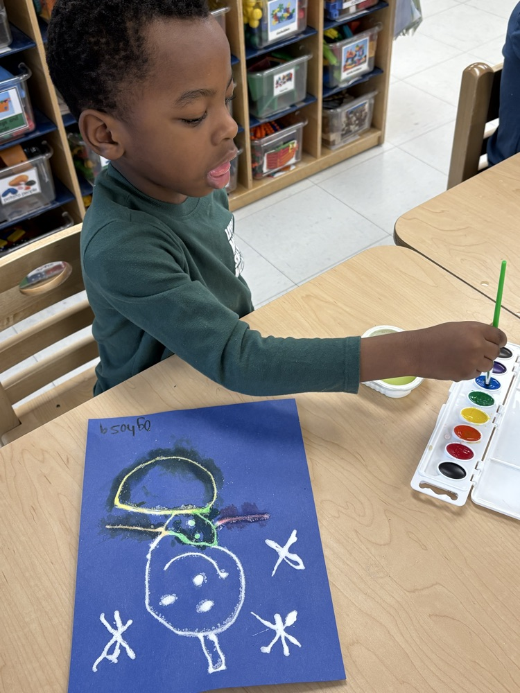 Winter salt painting for small group today!